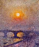 Emile Claus Sunset over Waterloo Bridge oil on canvas